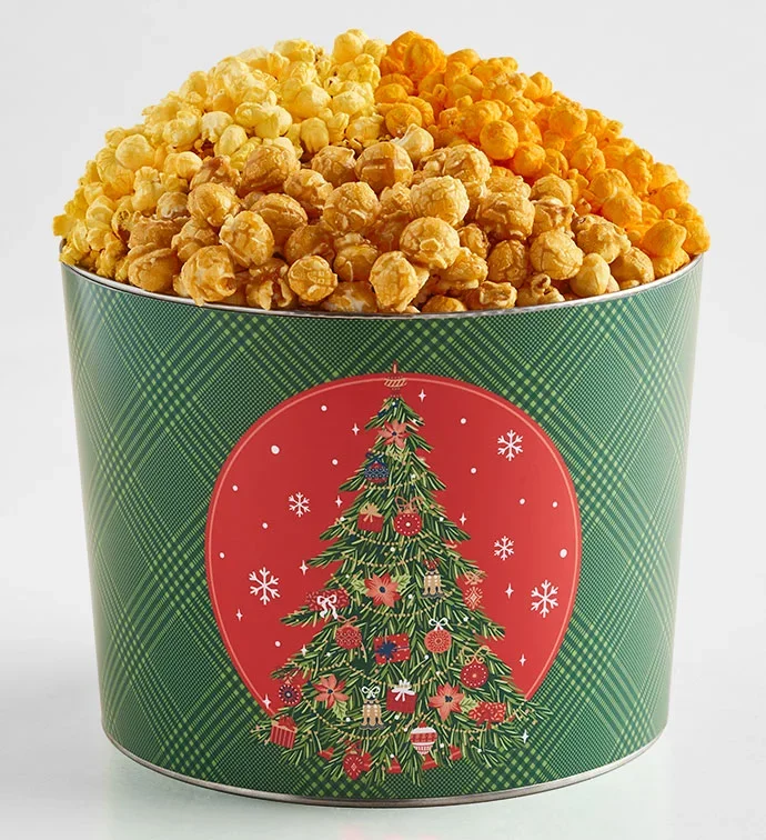 Holiday Cheer 2 Gallon 3 Flavor Popcorn Tin